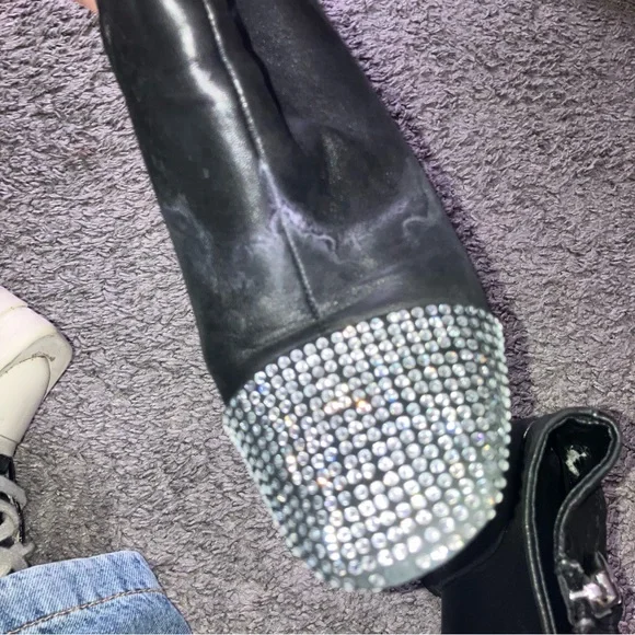 Rebecca Minkoff Crystal & Leather Ankle Boots - Picture 8 of 9